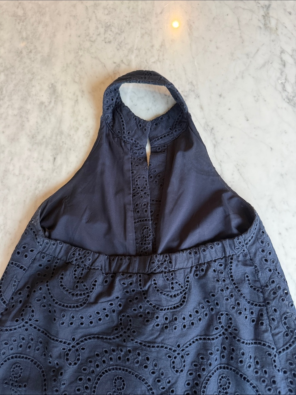 Tuckernuck Navy Eyelet Halter Midi Dress - Picture 10 of 12